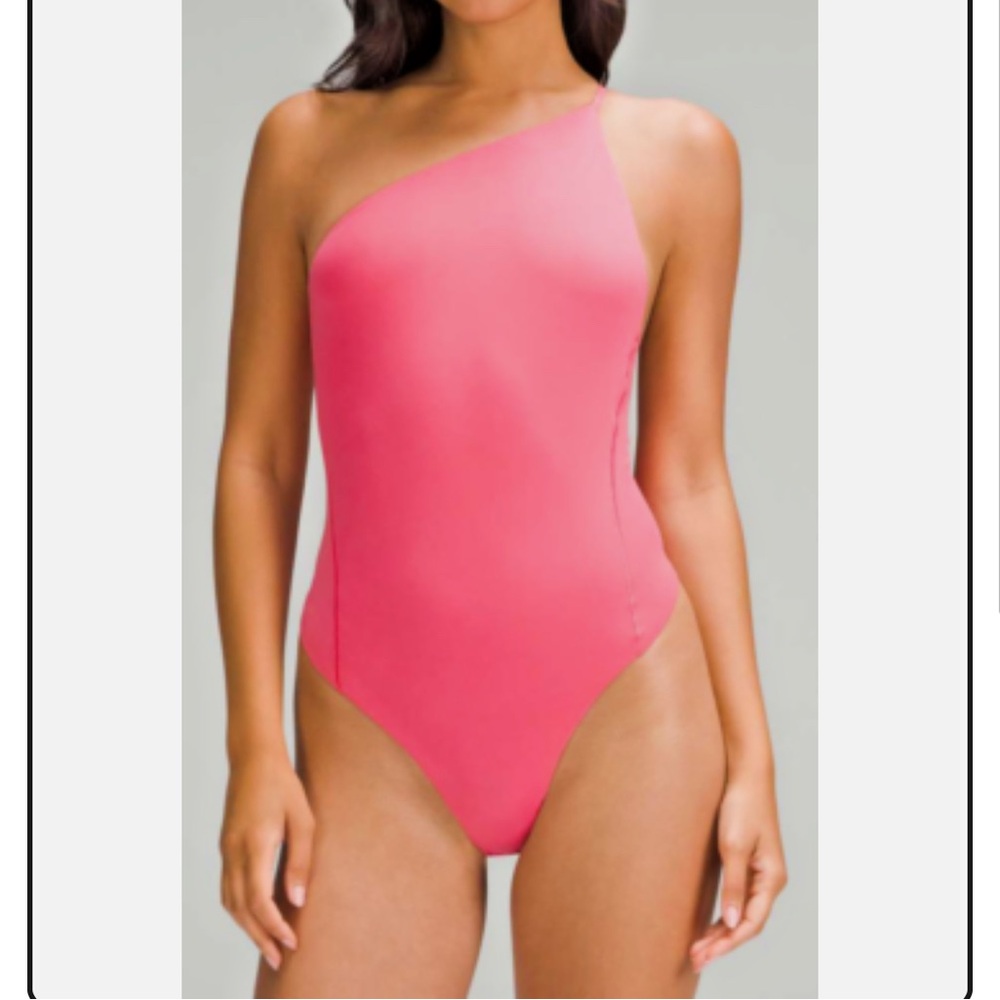 LULULEMON Wundermost One-Shoulder Spaghetti-Strap Bodysuit Glaze Pink size M